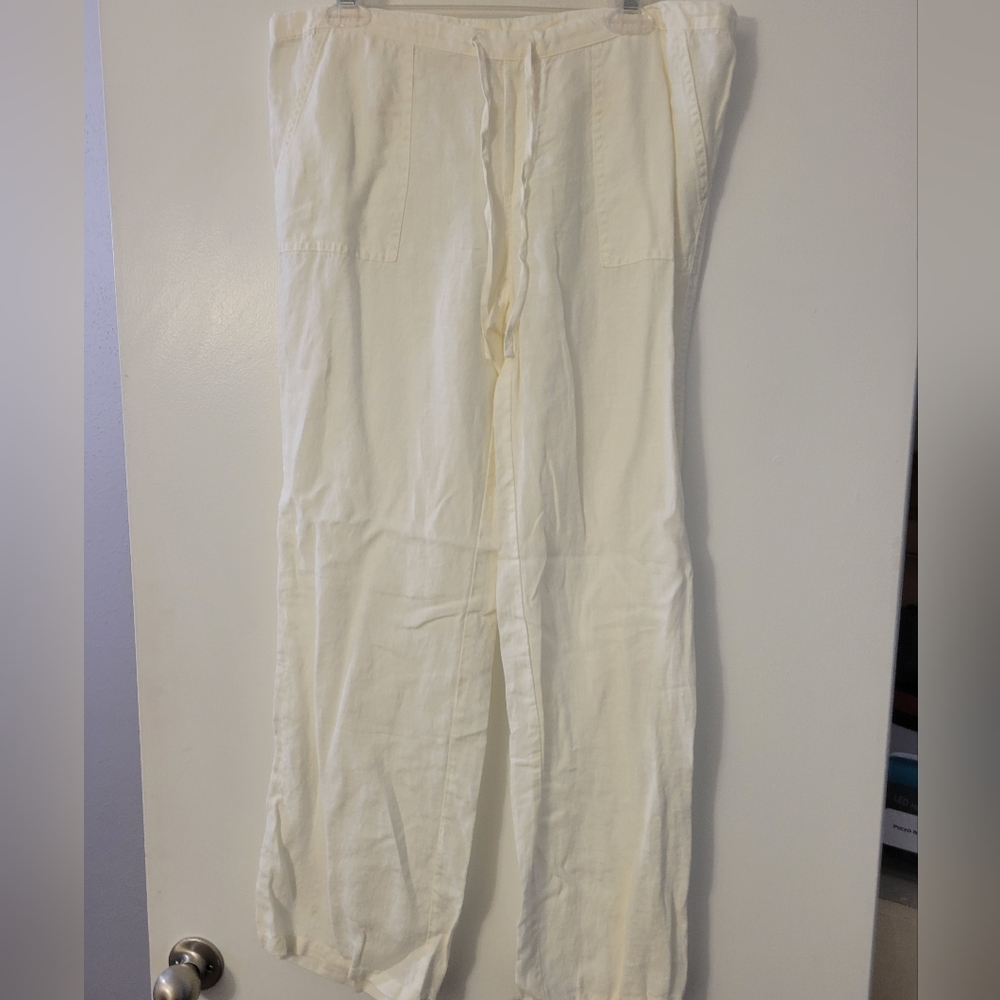 White linen pants